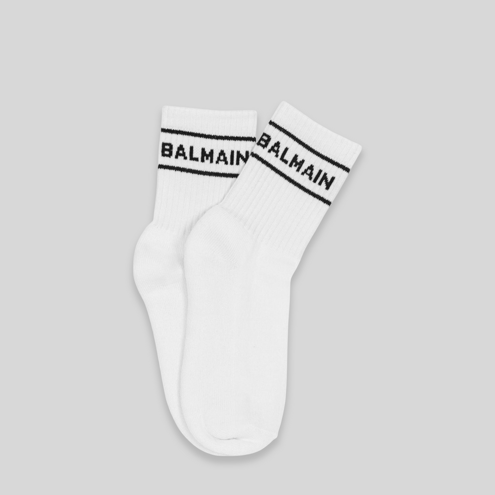 Balmain Kids Logo Stripe Socks