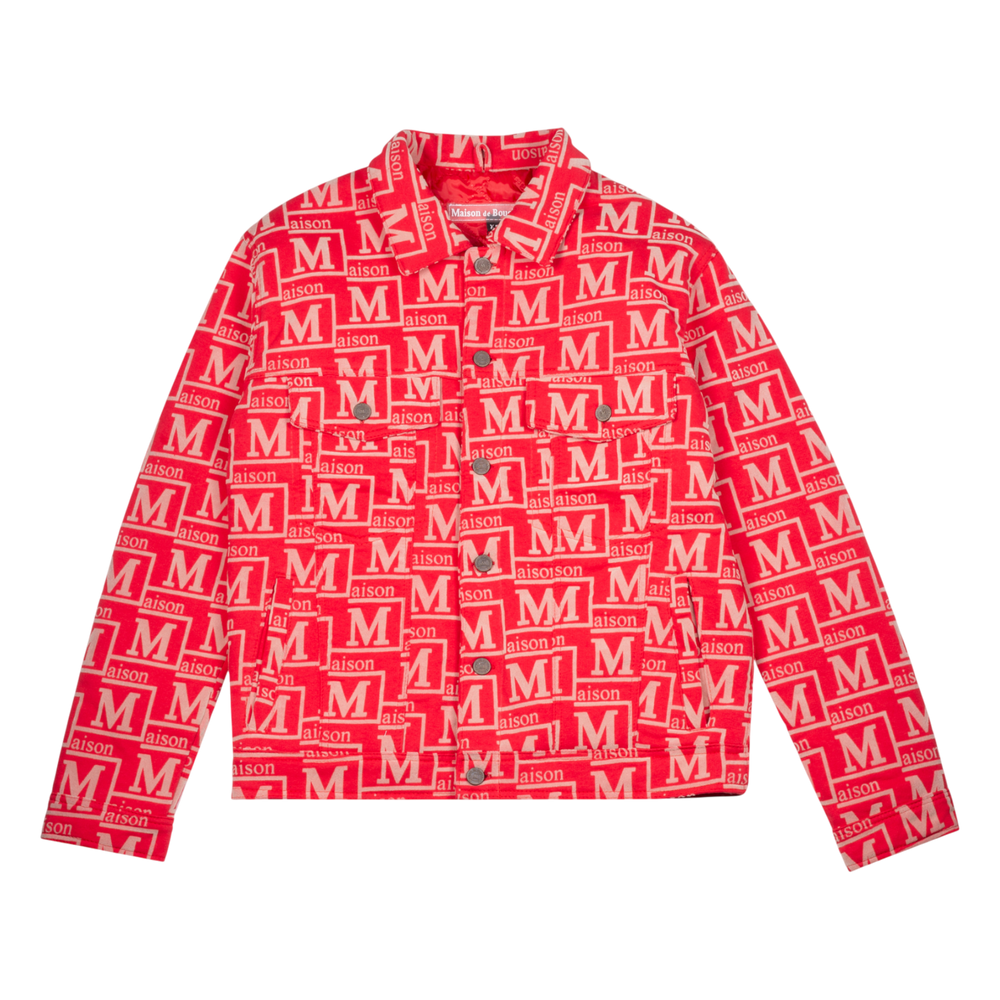 MDB Couture Men's Flocked Monogram Logo Jacket