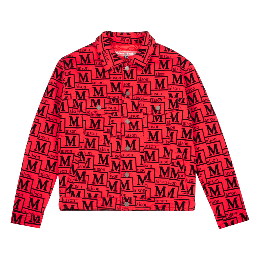 MDB Couture Men's Flocked Monogram Logo Jacket