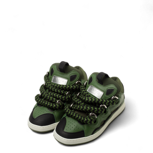 Lanvin Kids Zig Zag Lace Leather Sneakers