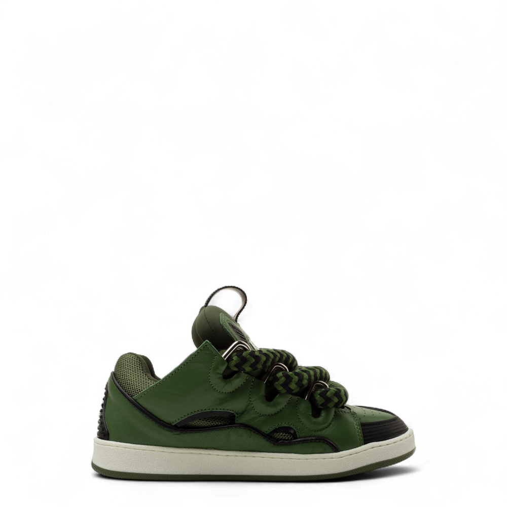 Lanvin Kids Zig Zag Lace Leather Sneakers