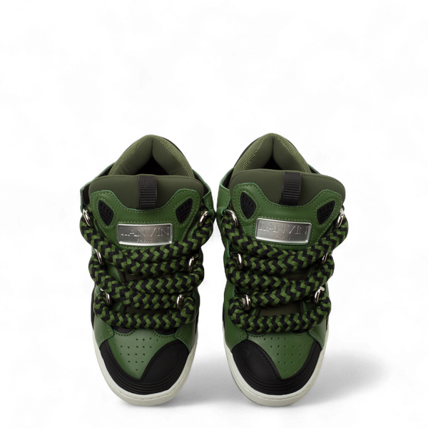 Lanvin Kids Zig Zag Lace Leather Sneakers