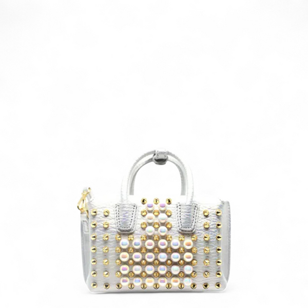 MCM Milla Pearl Studs Tote X Mini in White
