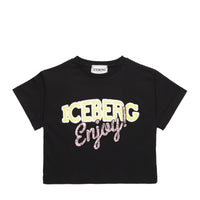 Iceberg Kids Girl's 'Enjoy Iceberg' Logo Cropped T-Shirt