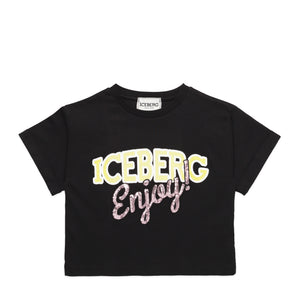 Iceberg Kids Girl's 'Enjoy Iceberg' Logo Cropped T-Shirt