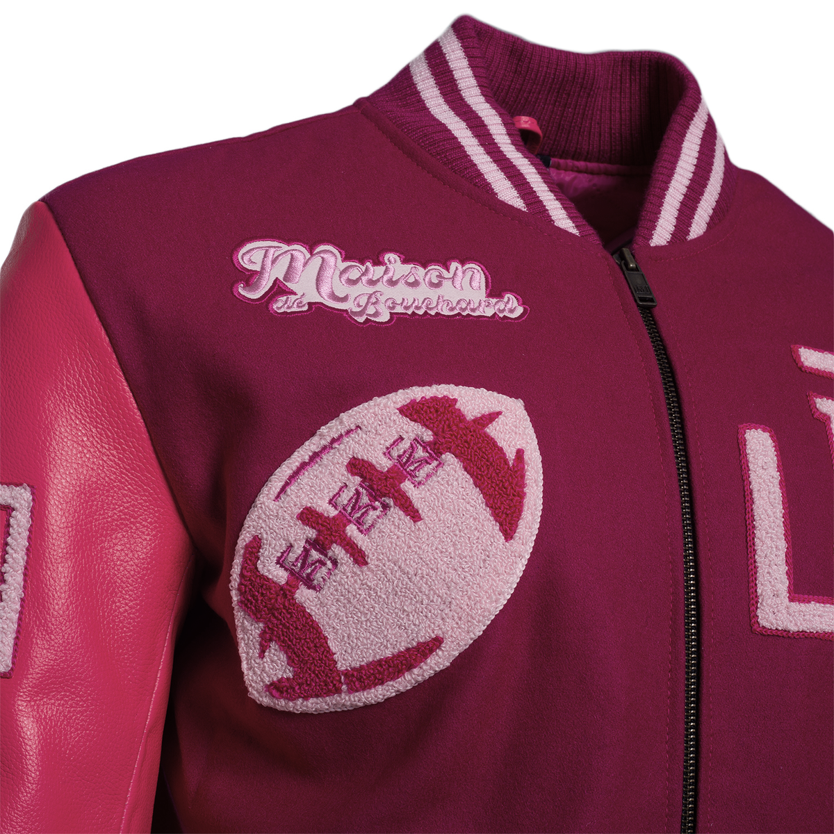 MDB Brand Men's Varsity Letterman Jacket V2 - Monochrome Pink