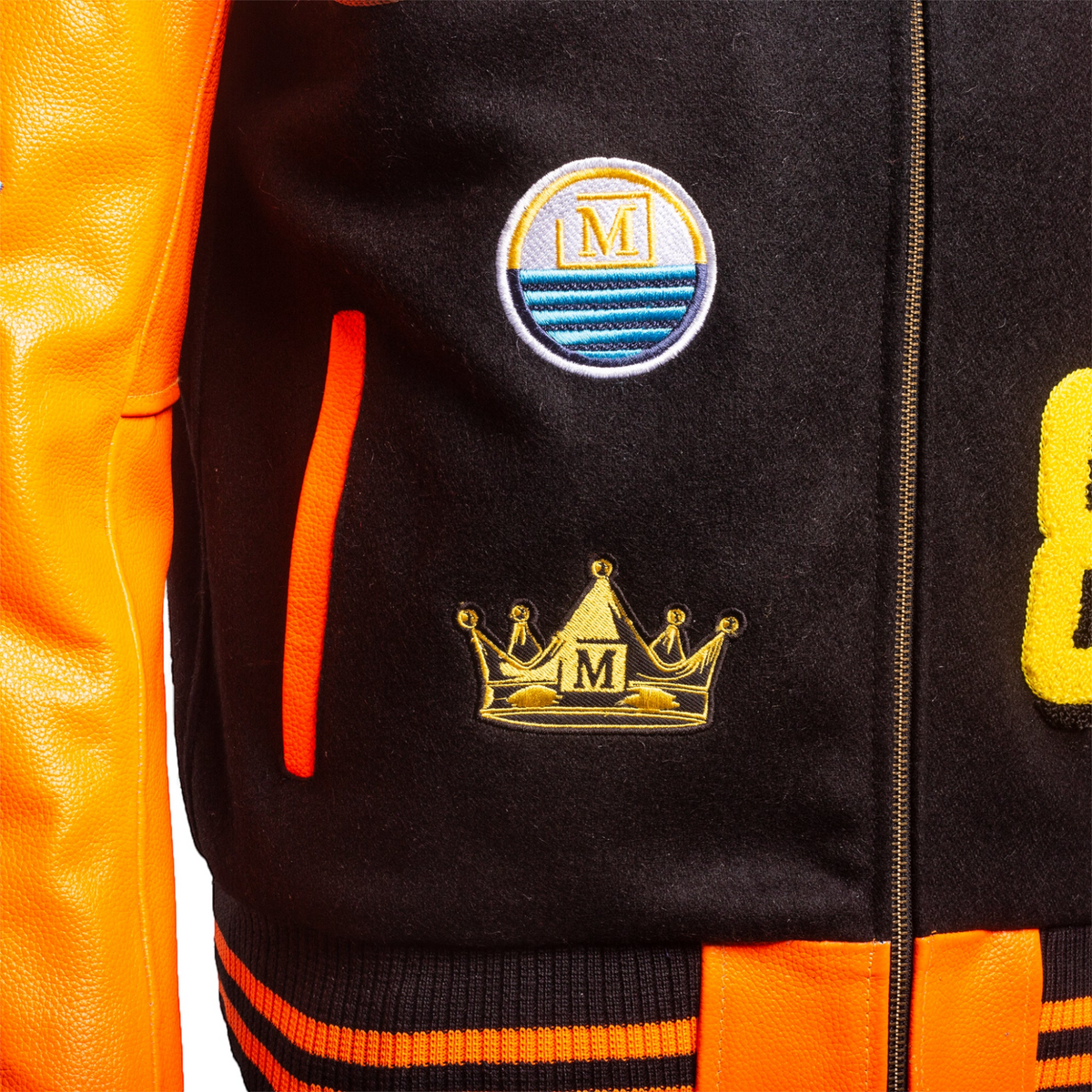 MDB Brand Men's Varsity Letterman Jacket V2 - Neon Orange