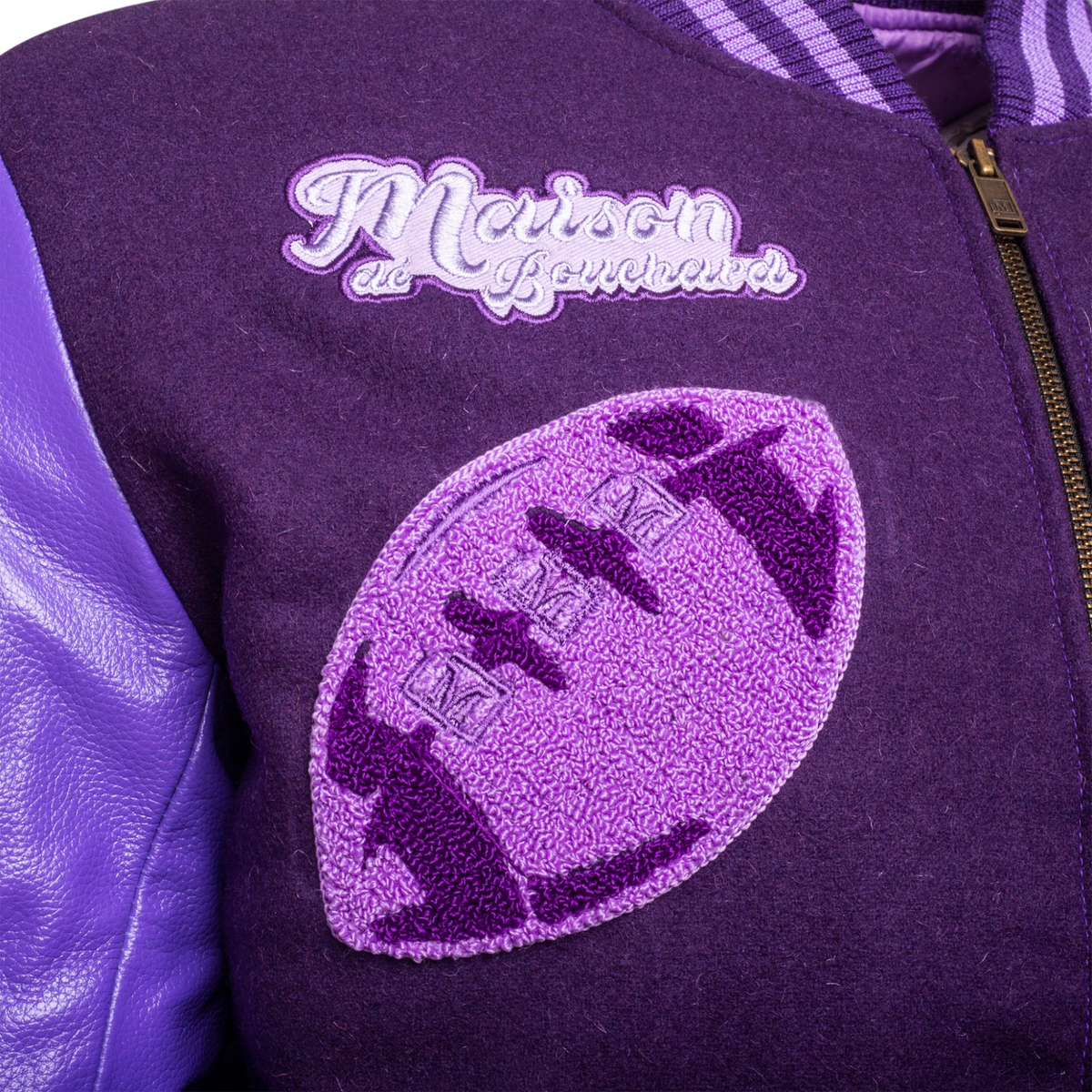 MDB Brand Men's Varsity Letterman Jacket V2 - Monochrome Purple