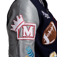 MDB Brand Men's Varsity Letterman Jacket V2 - Navy Blue and Grey