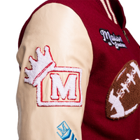 MDB Brand Men's Varsity Letterman Jacket V2 - Burgundy and Cream
