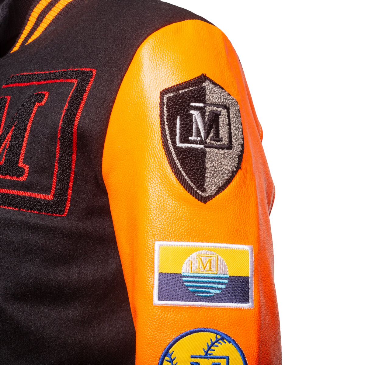 MDB Brand Men's Varsity Letterman Jacket V2 - Neon Orange