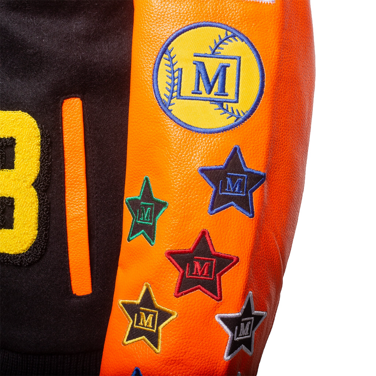 MDB Brand Men's Varsity Letterman Jacket V2 - Neon Orange