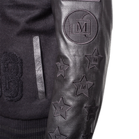 MDB Brand Men's Varsity Letterman Jacket V2 - Black Monochrome