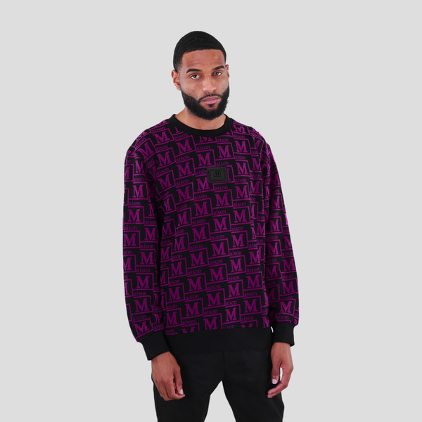 MDB Couture Men's French Terry Monogram Crewneck Sweatshirt