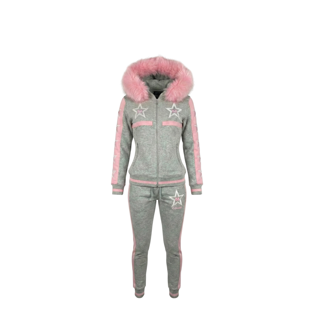 MDB Couture Women's M-Star Fur Hooded Sweatsuit