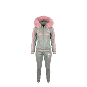 MDB Couture Women's M-Star Fur Hooded Sweatsuit