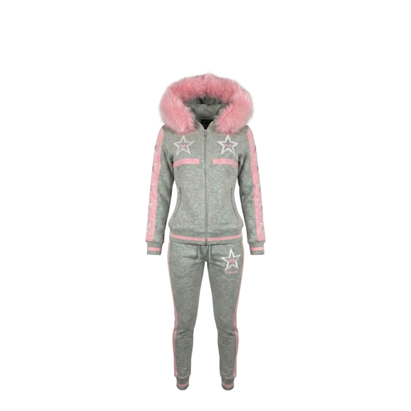 MDB Couture Women's M-Star Fur Hooded Sweatsuit