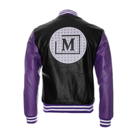 MDB Brand Men's Leather All over Print Patch Jacket