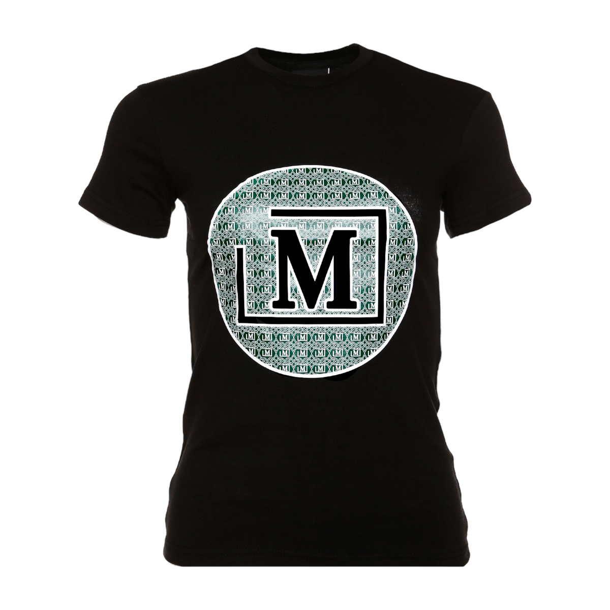 MDB Brand Women's Summer Circle AOP Logo T-Shirt Black