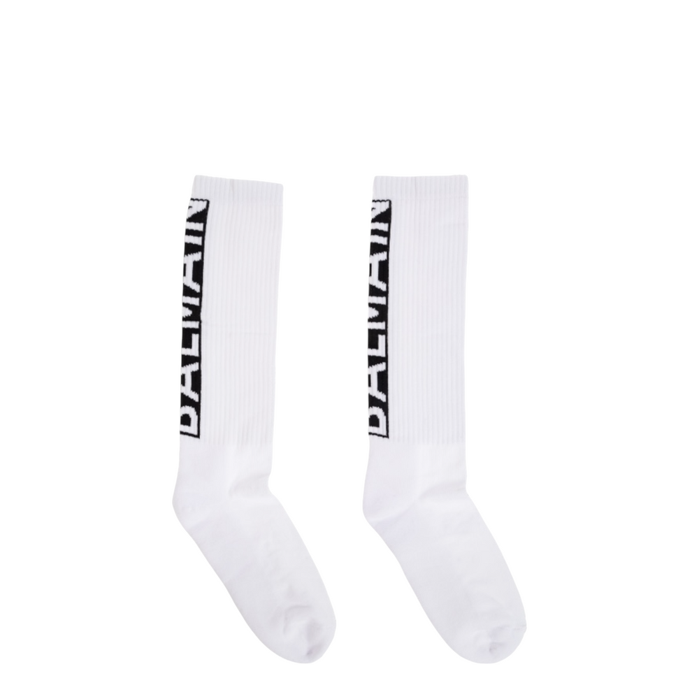 Balmain Kids Logo Knit Crew Socks