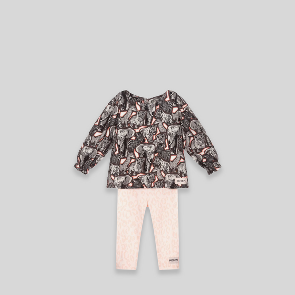 Kenzo Kids Toddler's All Over Elephant Print Shirt/Leggings Set