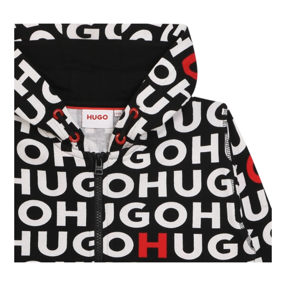 Hugo by Hugo Boss Kids All-Over Logo Full-Zip Hoodie Sweatshirt