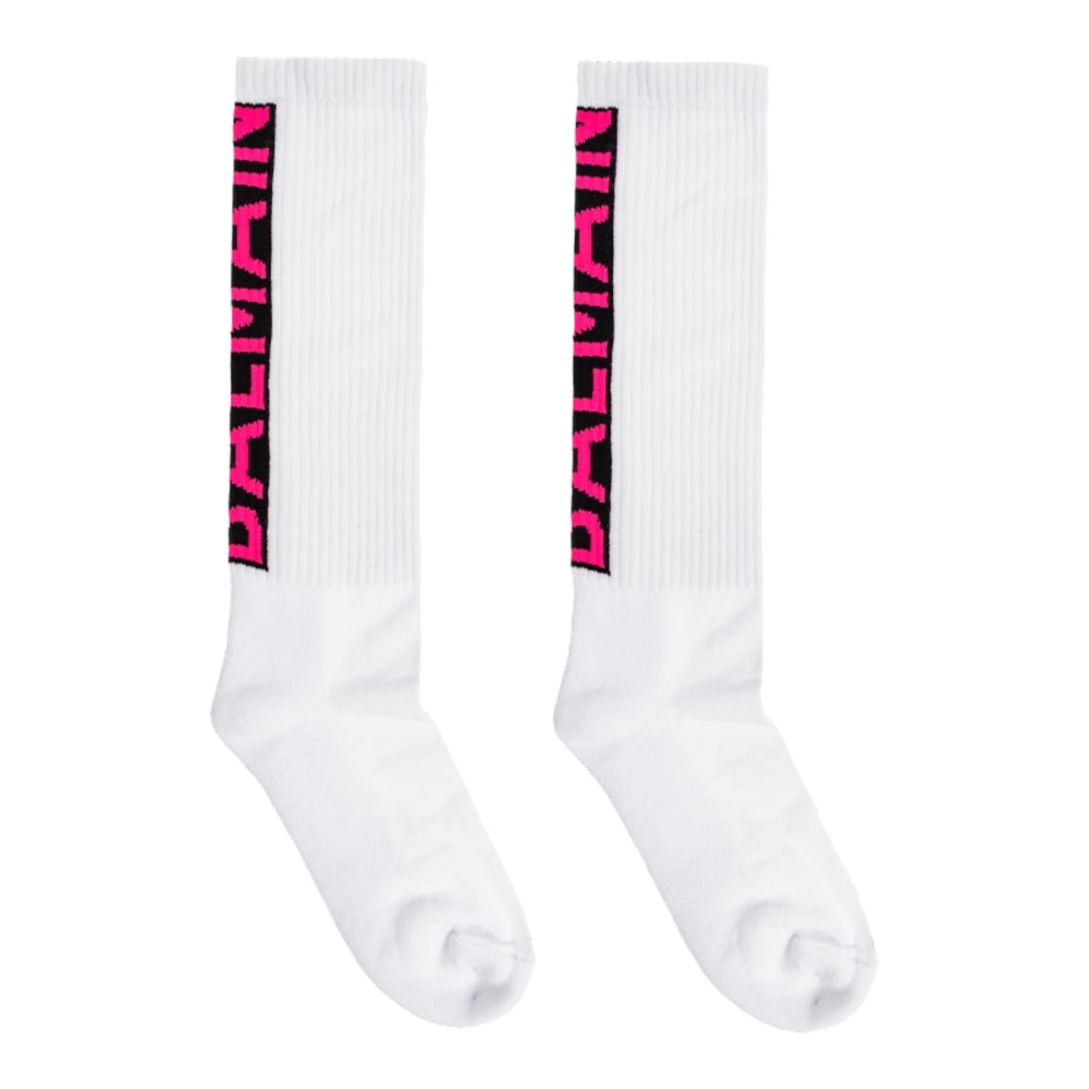 Balmain Kids Logo Knit Crew Socks