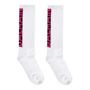 Balmain Kids Logo Knit Crew Socks