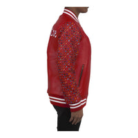 MDB Couture Women's Basket Weave Leather Jacket - Red
