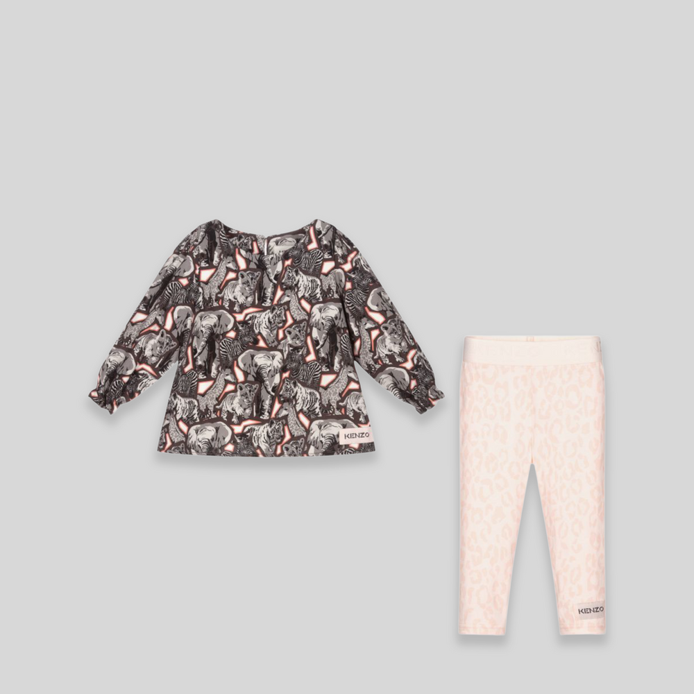 Kenzo Kids Toddler's All Over Elephant Print Shirt/Leggings Set