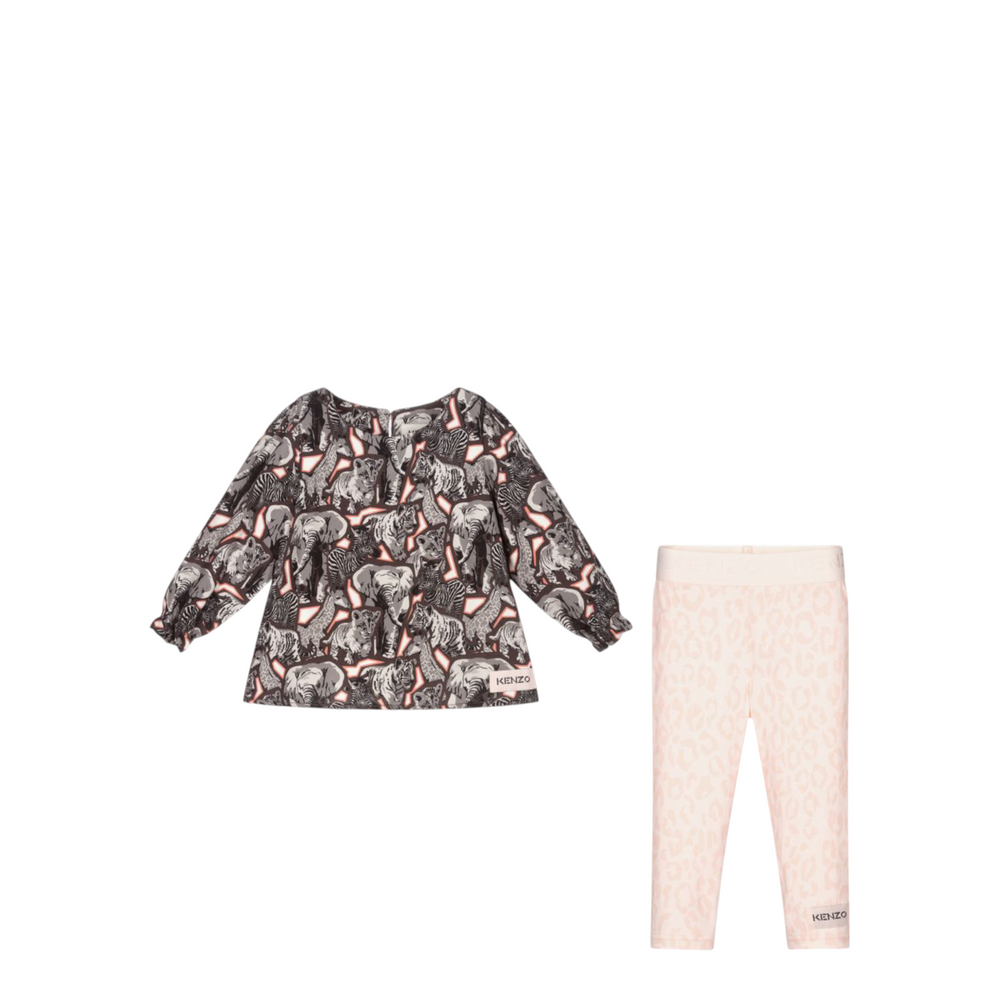 Kenzo Kids Toddler's All Over Elephant Print Shirt/Leggings Set