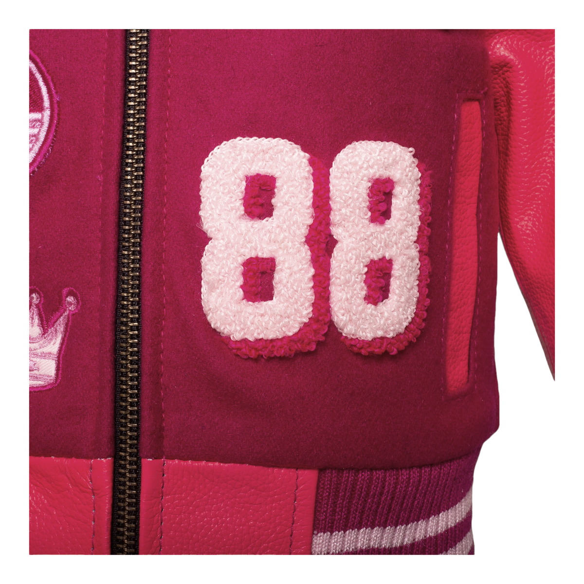 MDB Brand Kid's Varsity Jacket - Monochrome Pink