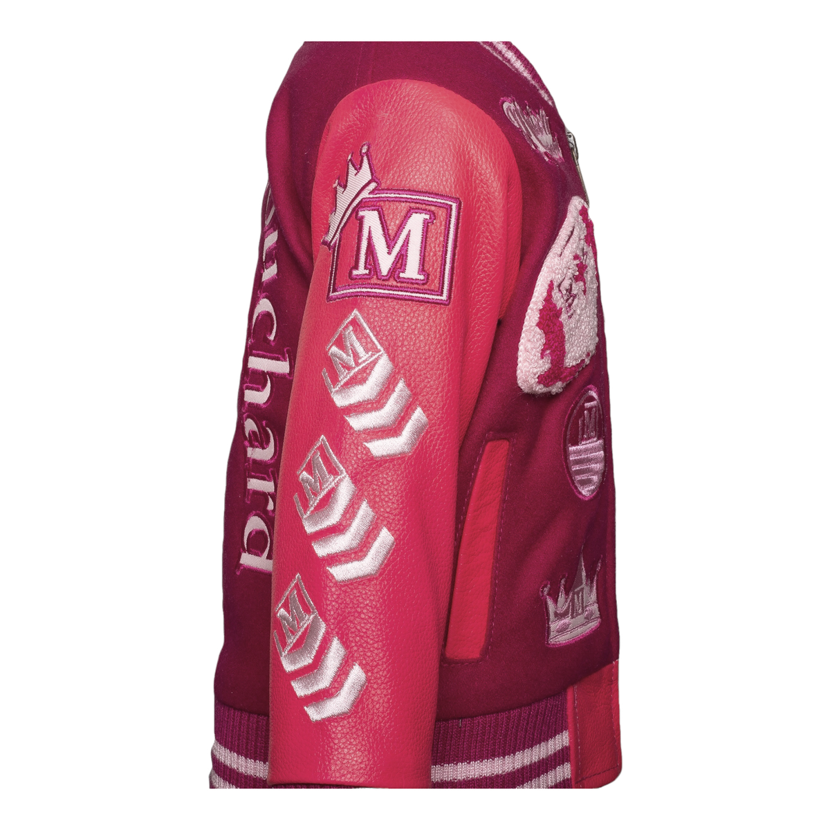 MDB Brand Kid's Varsity Jacket - Monochrome Pink