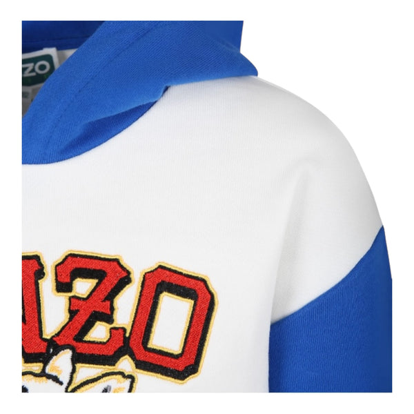 Kenzo Kids Varsity Tiger Fleece Color Block Hoodie Sweatshirt