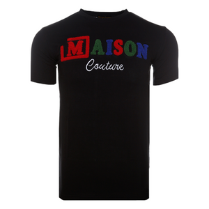 MDB Couture Kids Summer Chenille T-Shirt - Black w/ Vibrant Color