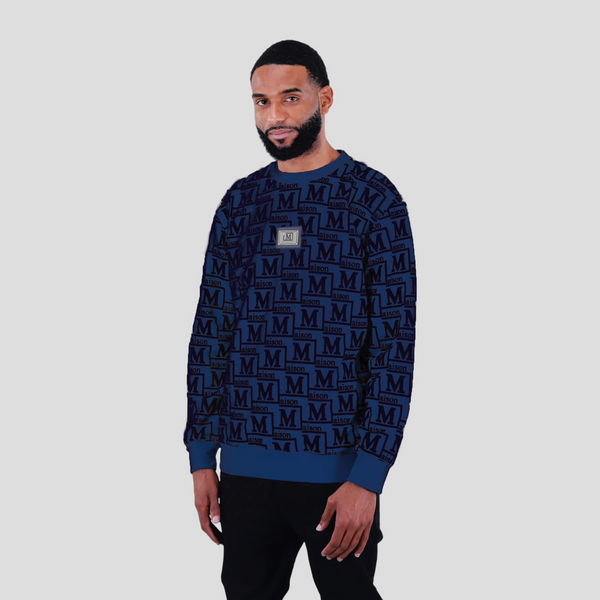 MDB Couture Men's French Terry Monogram Crewneck Sweatshirt