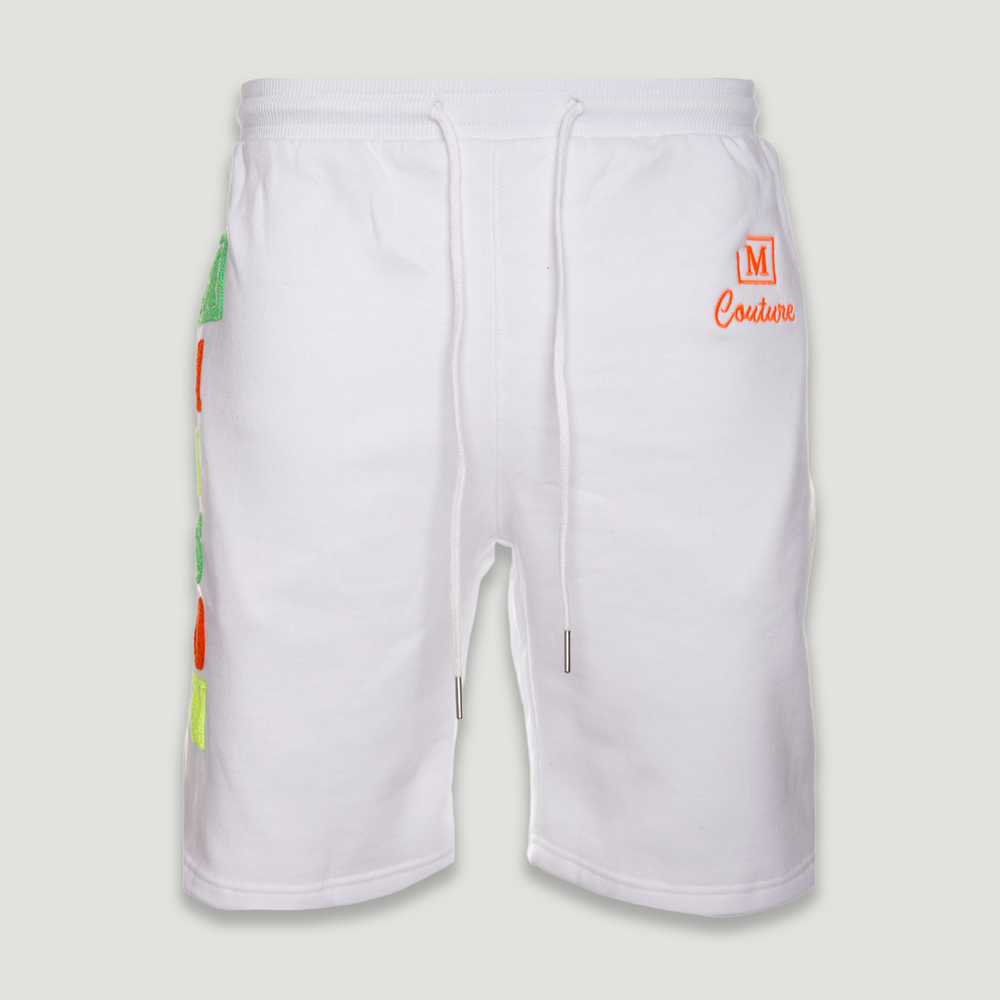 MDB Couture Men's Summer Chenille Logo Short - White