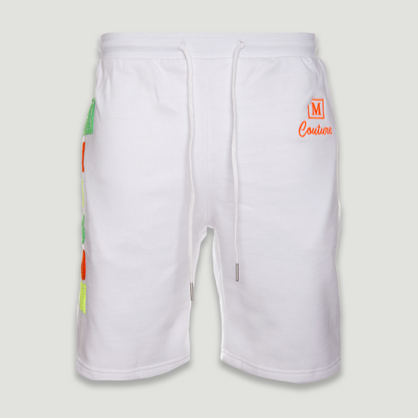MDB Couture Men's Summer Chenille Logo Short - White