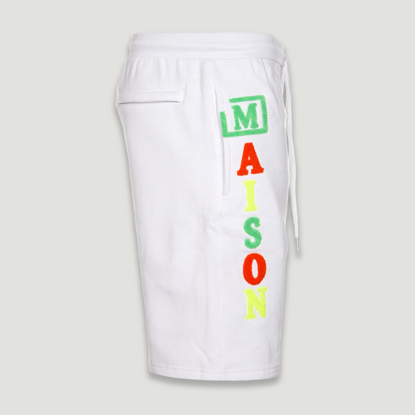 MDB Couture Men's Summer Chenille Logo Short - White