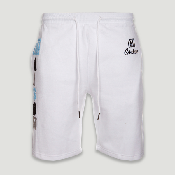 MDB Couture Men's Summer Chenille Logo Short - White
