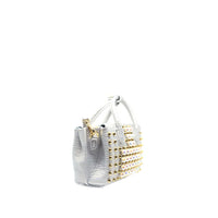 MCM Milla Pearl Studs Tote X Mini in White