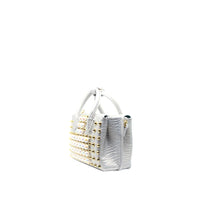 MCM Milla Pearl Studs Tote X Mini in White