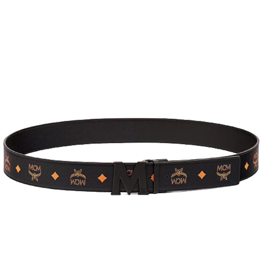 MCM Claus Matte M Reversible Belt in Embossed Leather Maison de Bouchard