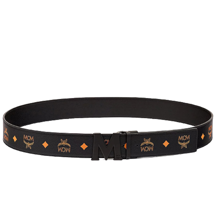 MCM Claus Matte M Reversible Belt in Embossed Leather