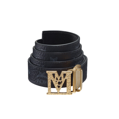 MCM Mena Textured M Reversible Belt 1.5" In Visetos