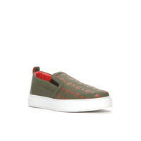 MCM Visetos Slip-On Men's Leather Sneakers Moss Green