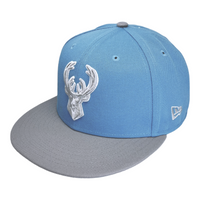 New Era Milwaukee Bucks Custom 9Fifty Snapback Baseball Cap - Sky/Grey