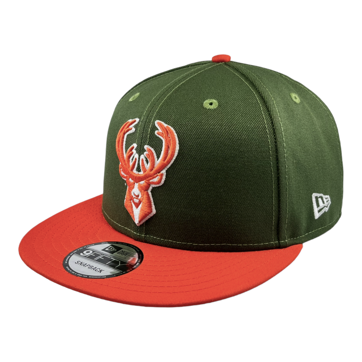 New Era Milwaukee Bucks Custom 9Fifty Snapback Baseball Cap - Olive/Orange