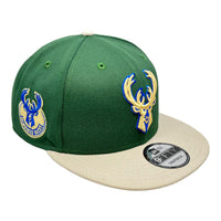 New Era Milwaukee Bucks Custom 9Fifty Snapback Baseball Cap - Green/Cream