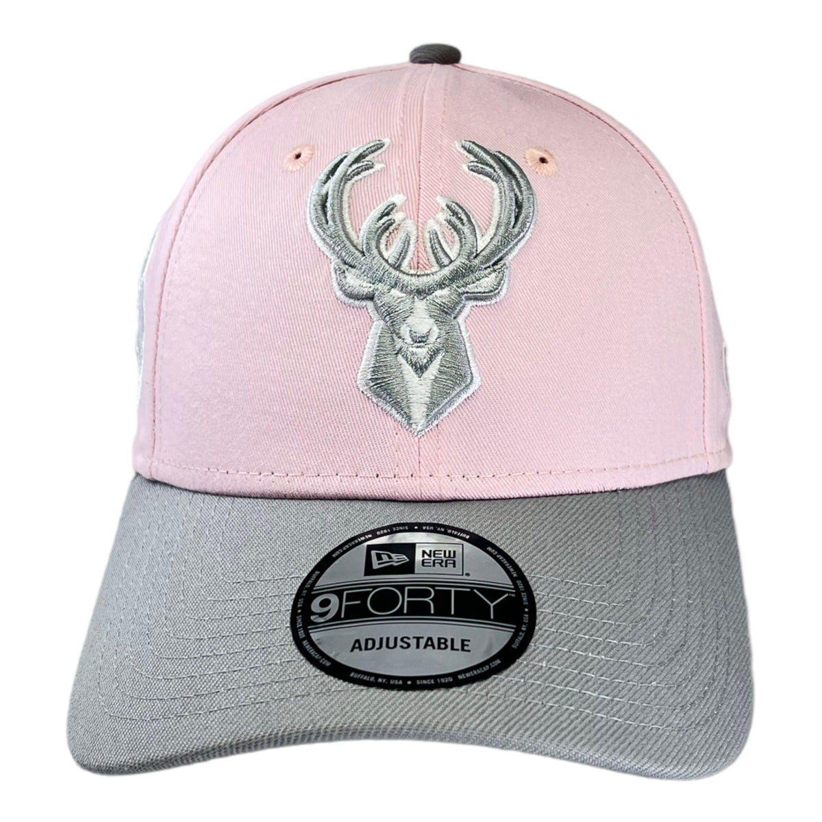 New Era Milwaukee Bucks Custom 9Forty Stretch Snapback Baseball Cap - Pink/Grey